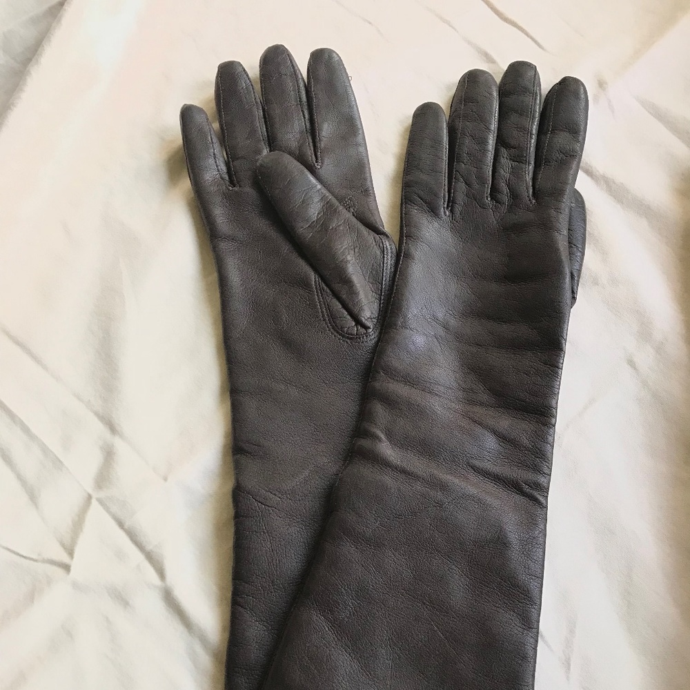 Vintage long Brown Leather Gloves